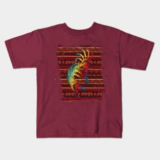 Native American Kokopelli - Ethno Border pattern 1 Kids T-Shirt